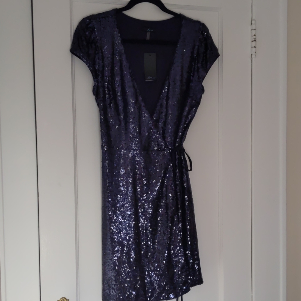 Soprano Navy Sequences Midi Dress